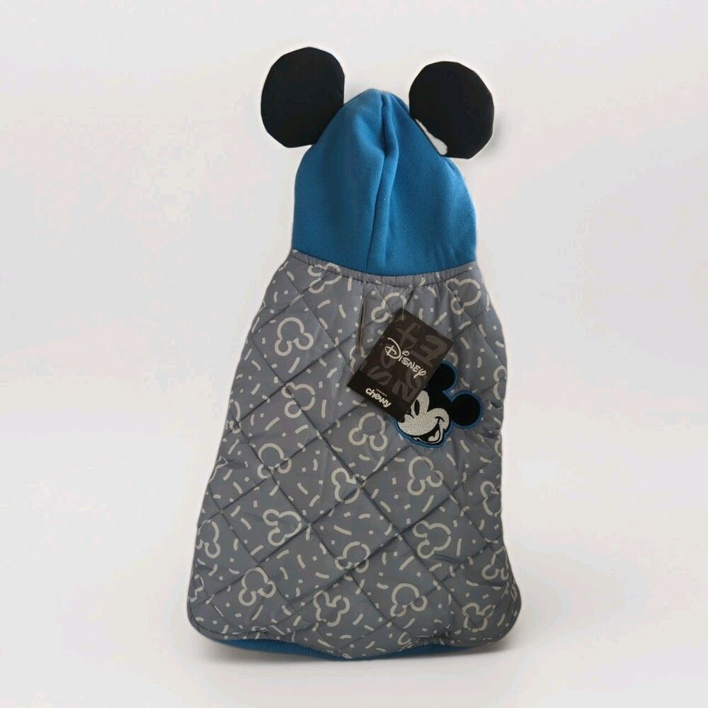 Disney Chewy Mickey Mouse Pet Puffer Coat In Gray and Blue Size Medium NWT